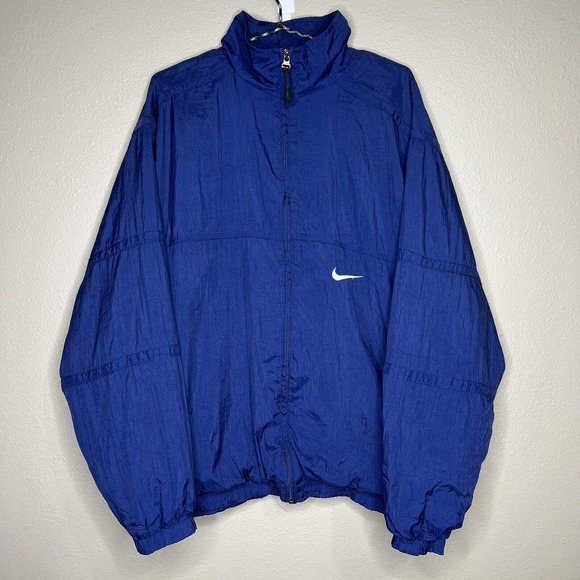 Nike Other - Vintage 90's Nike Men's Blue Full Zip Long Sleeve Windbreaker Jacket Size L